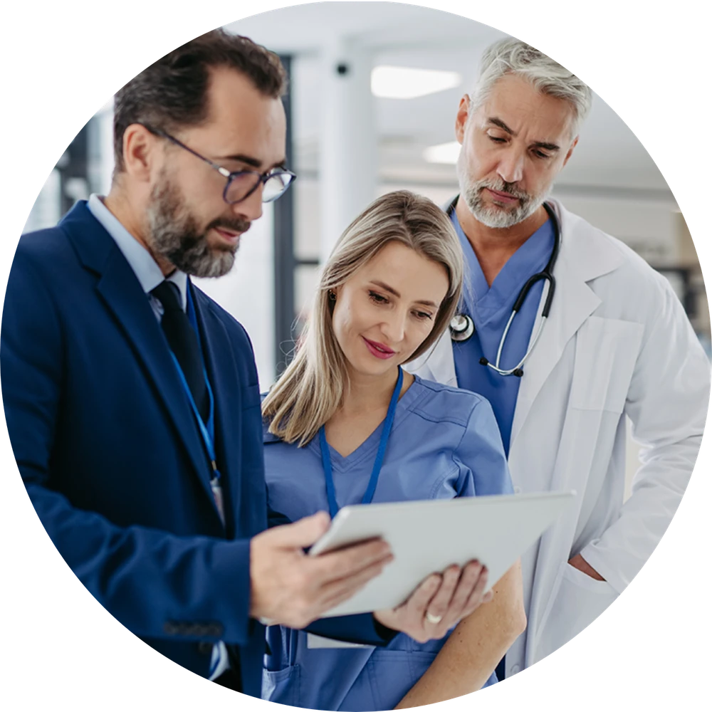 image of sales rep with healthcare providers